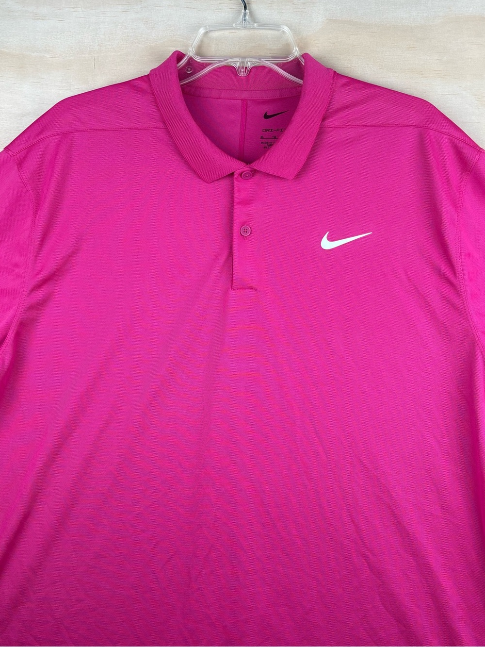 Nike Golf Polo Shirt Mens XL Pink Dri-FIT Moisture Wicking Collared Logo